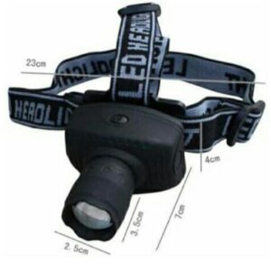 senter kepala LED 3W yang kuat dan dapat di-zoom, cocok untuk kegiatan seperti memancing atau berkemah.